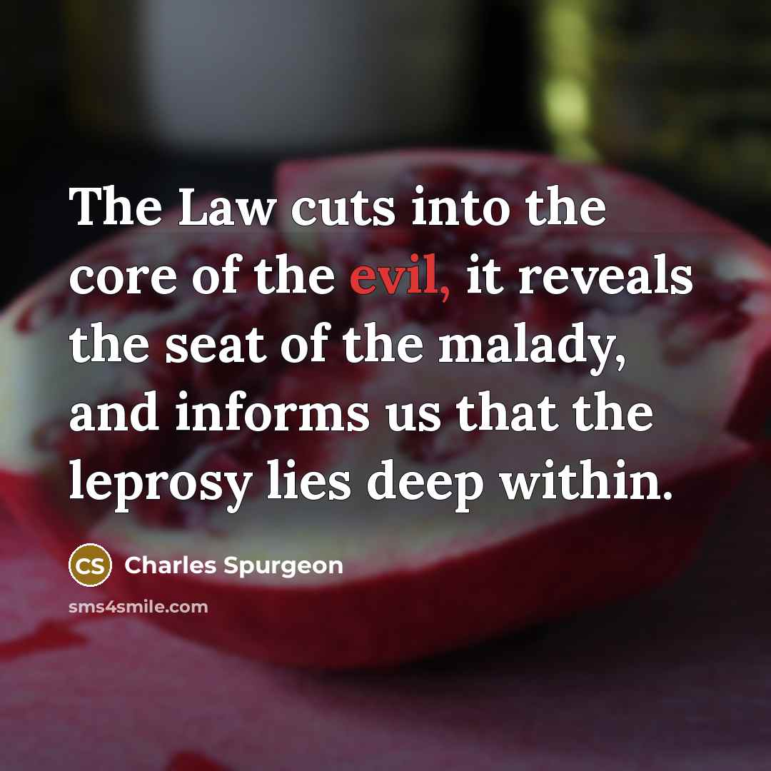 “The Law cuts into the core of the evil, it…” quote by Charles Spurgeon