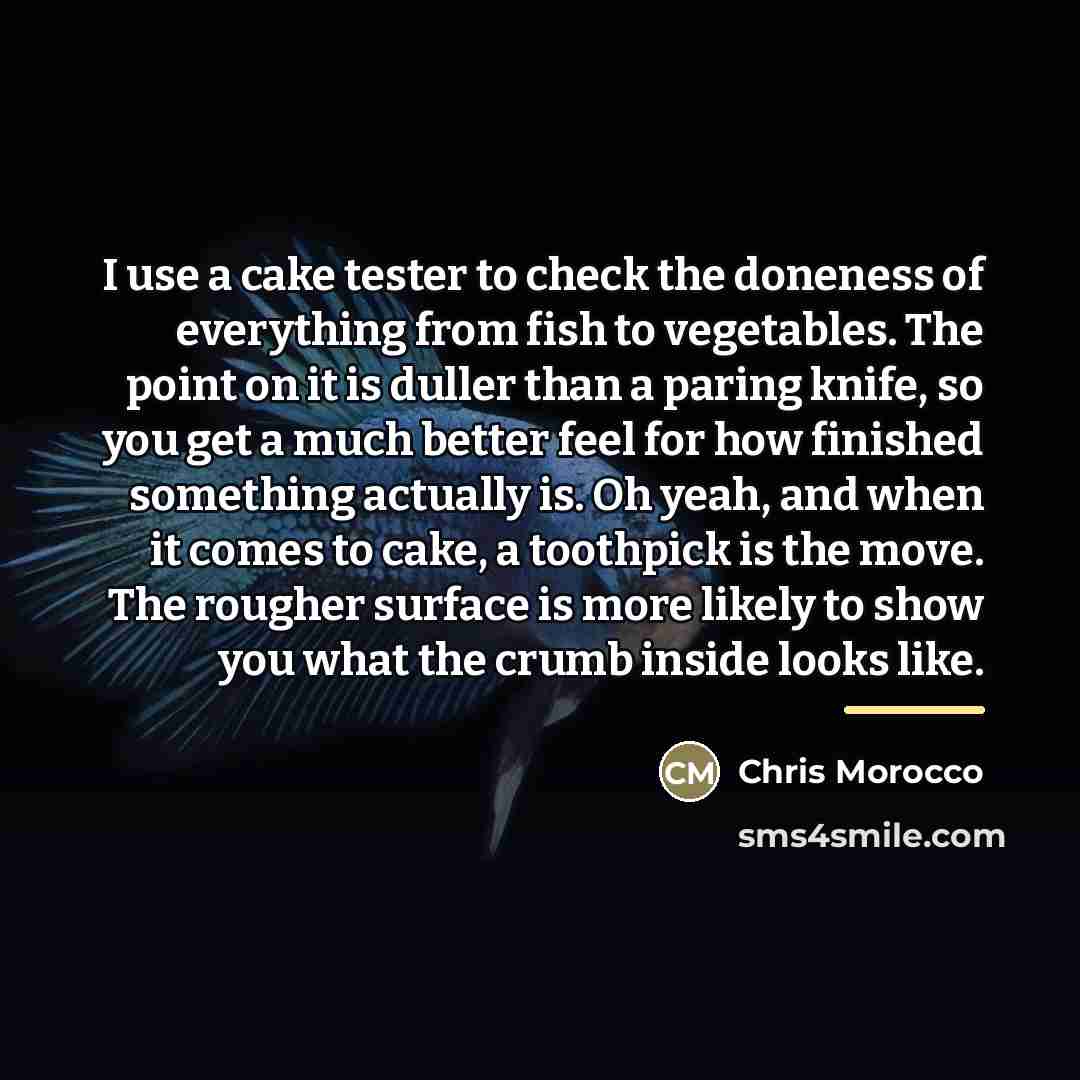 “I use a cake tester to check the doneness of…” quote by Chris Morocco