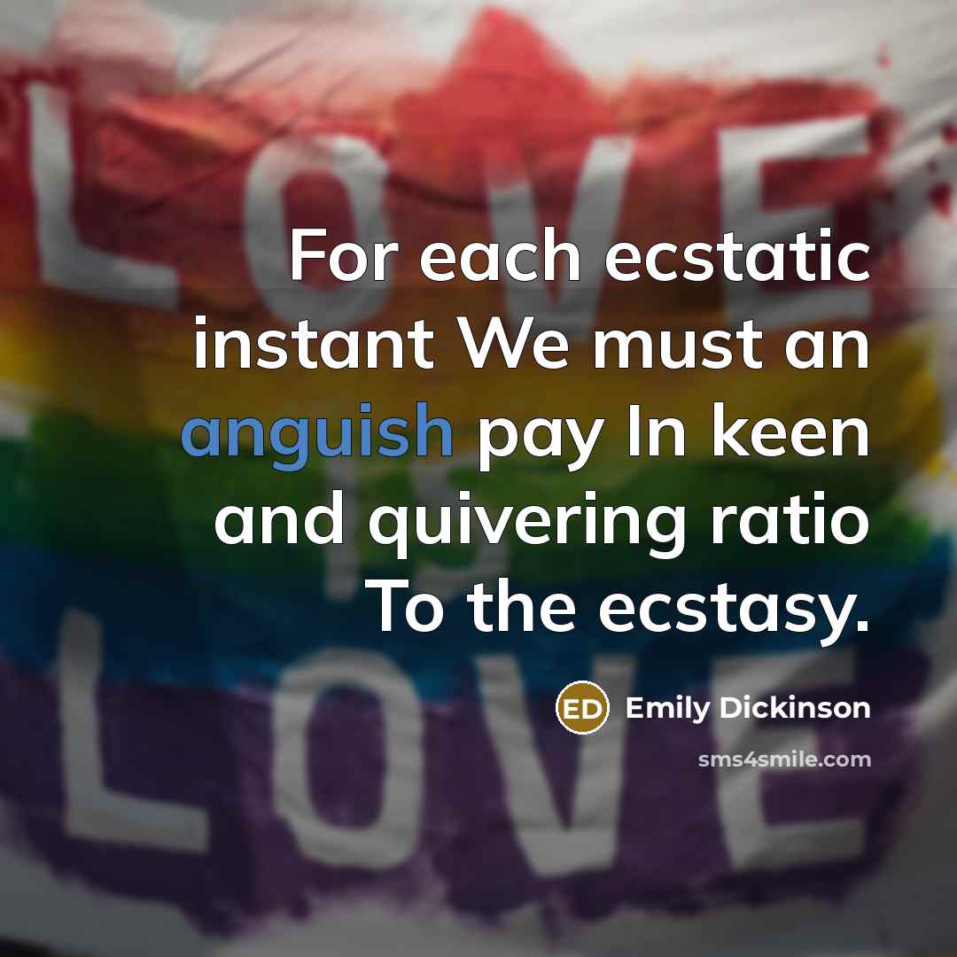 “For each ecstatic instant We must an anguish pay In…” quote by Emily Dickinson