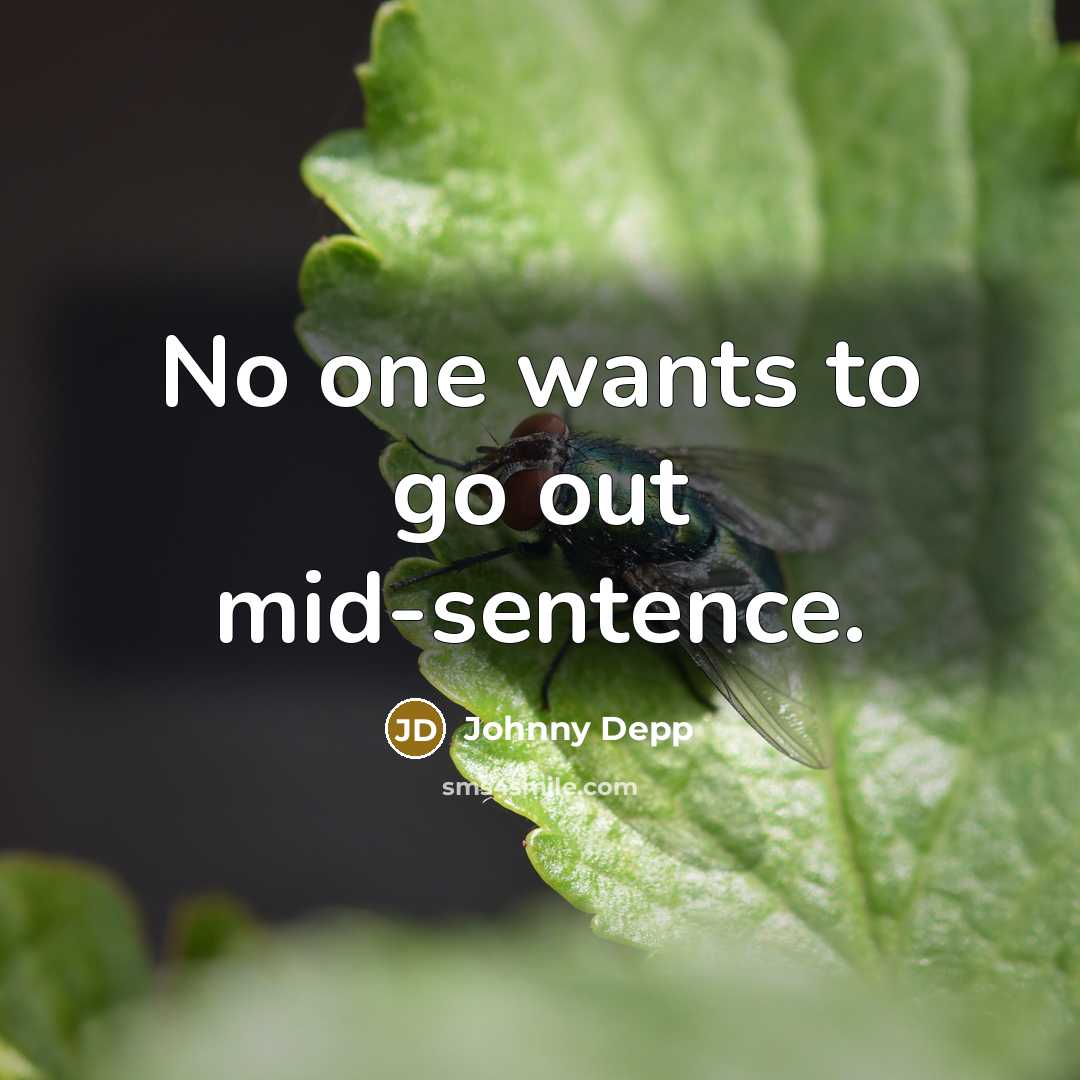 “No one wants to go out mid-sentence.…” quote by Johnny Depp