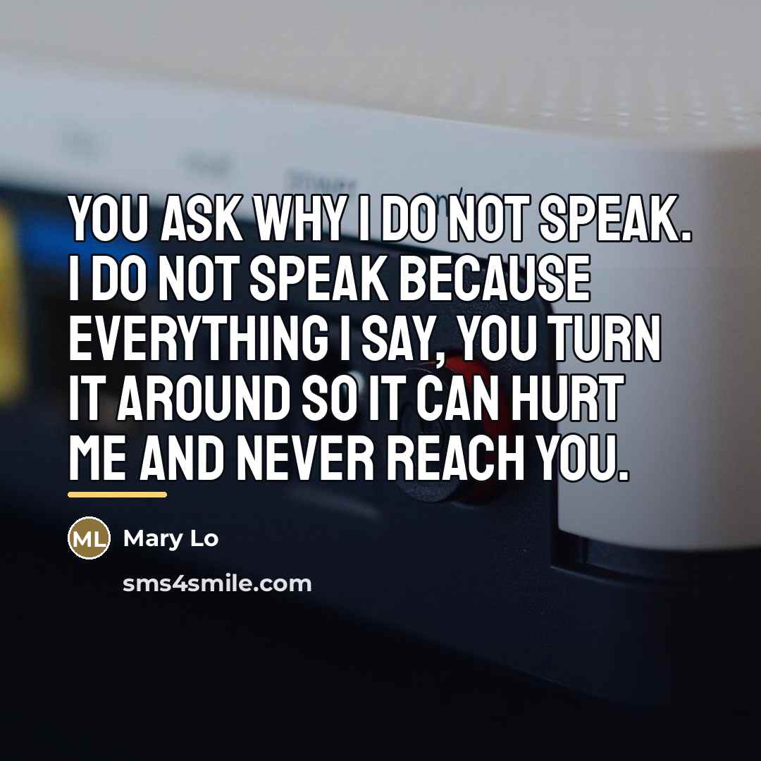 “You ask why I do not speak. I do not…” quote by Mary Lo