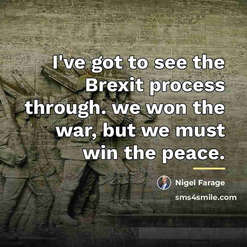 “I've got to see the Brexit process through. we won…” quote by Nigel Farage