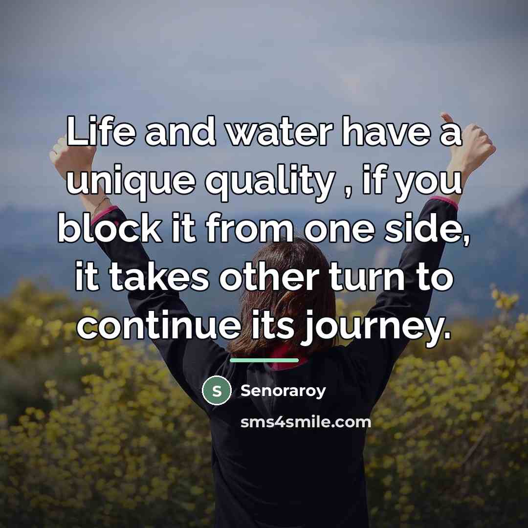 “Life and water have a unique quality , if you…” quote by Senoraroy