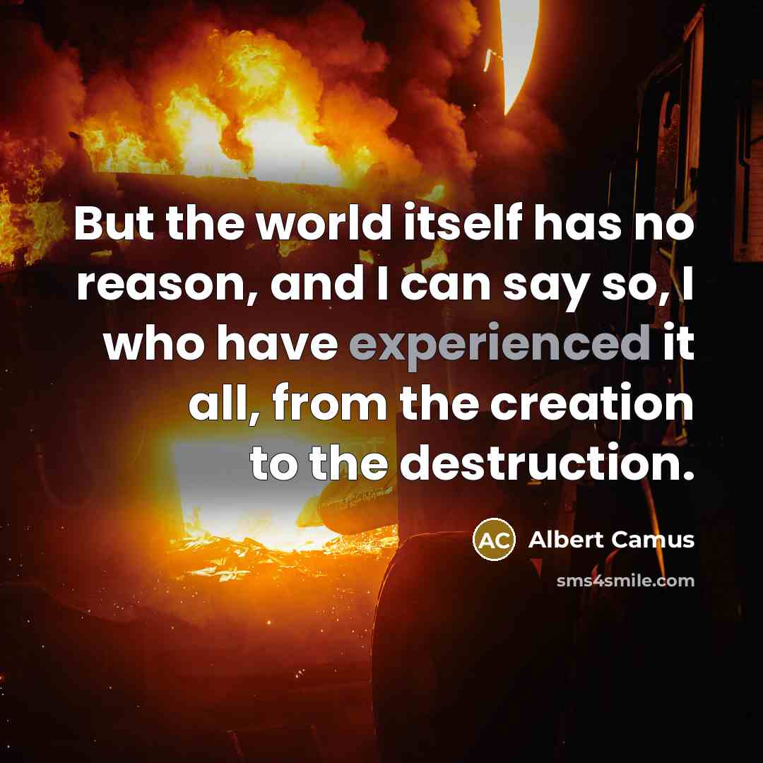 “But the world itself has no reason, and I can…” quote by Albert Camus