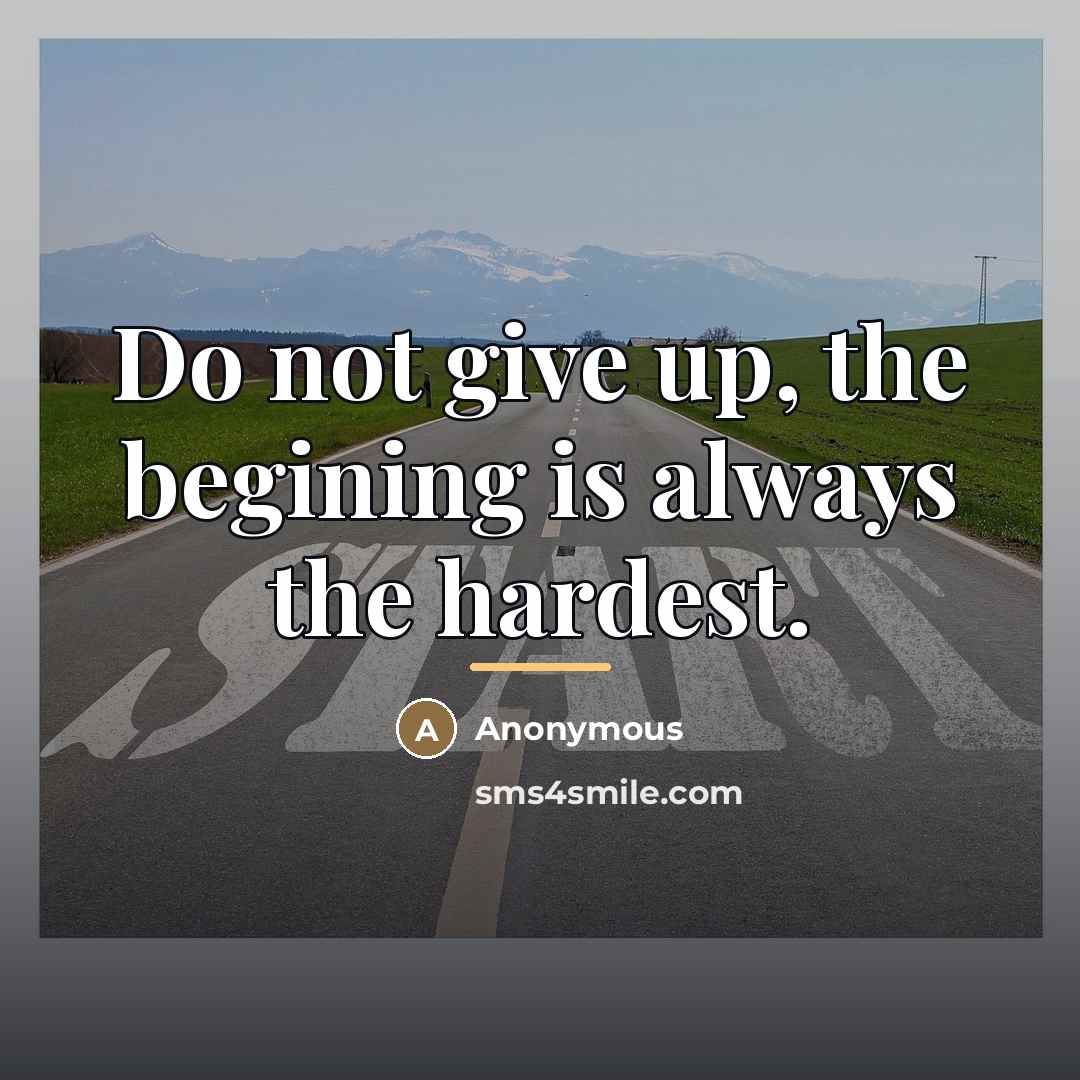 “Do not give up, the begining is always the hardest.…” quote by Anonymous