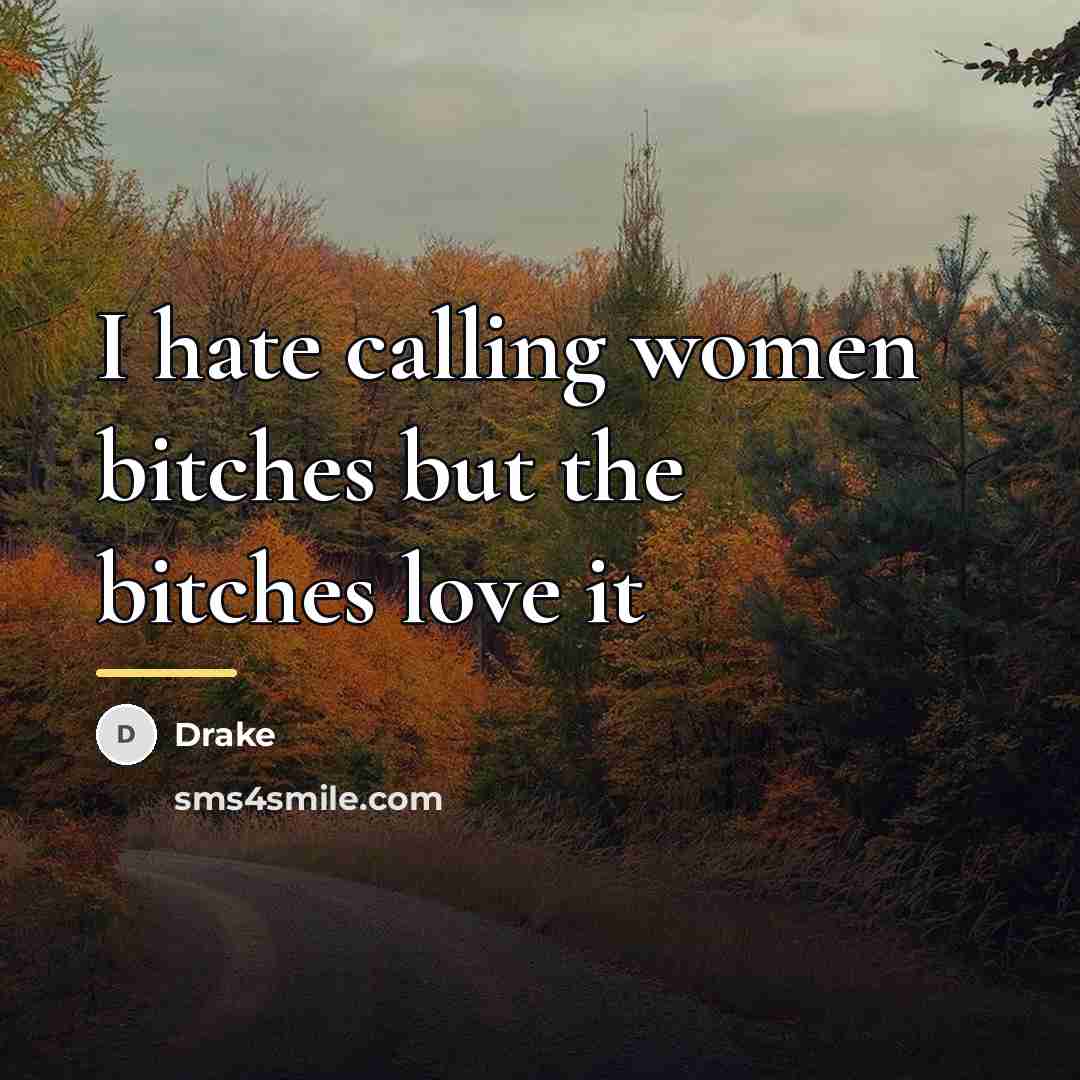 “I hate calling women bitches but the bitches love it…” quote by Drake
