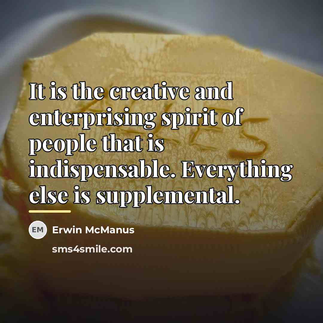 “It is the creative and enterprising spirit of people that…” quote by Erwin McManus