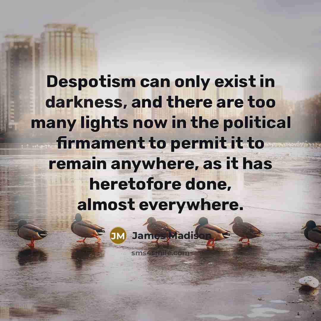 “Despotism can only exist in darkness, and there are too…” quote by James Madison