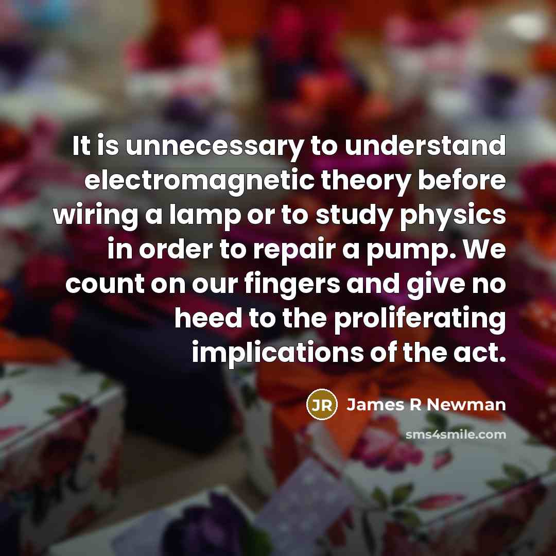 “It is unnecessary to understand electromagnetic theory before wiring a…” quote by James R Newman