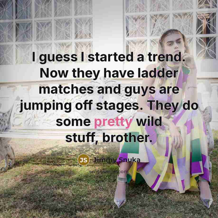 “I guess I started a trend. Now they have ladder…” quote by Jimmy Snuka