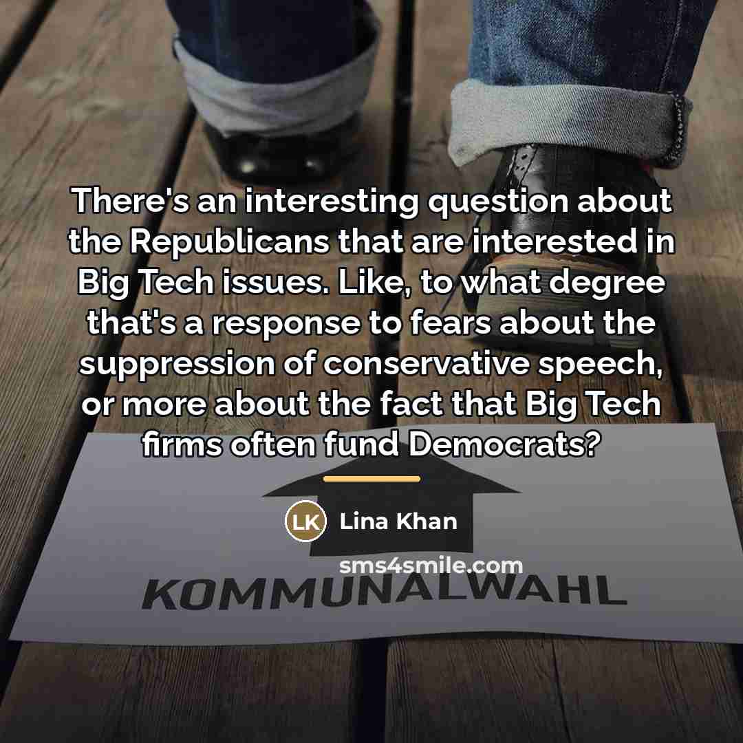 “There's an interesting question about the Republicans that are interested…” quote by Lina Khan