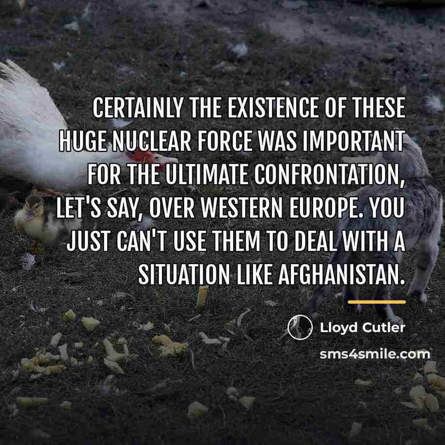 “Certainly the existence of these huge nuclear force was important…” quote by Lloyd Cutler