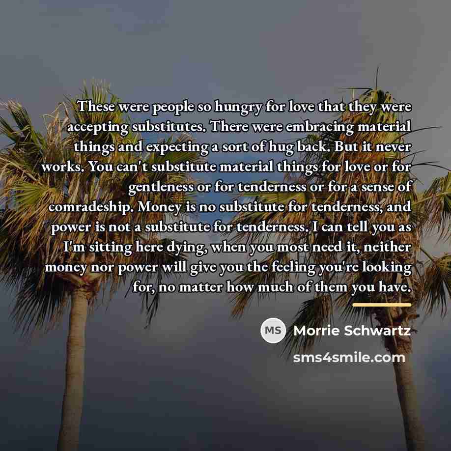 “These were people so hungry for love that they were…” quote by Morrie Schwartz