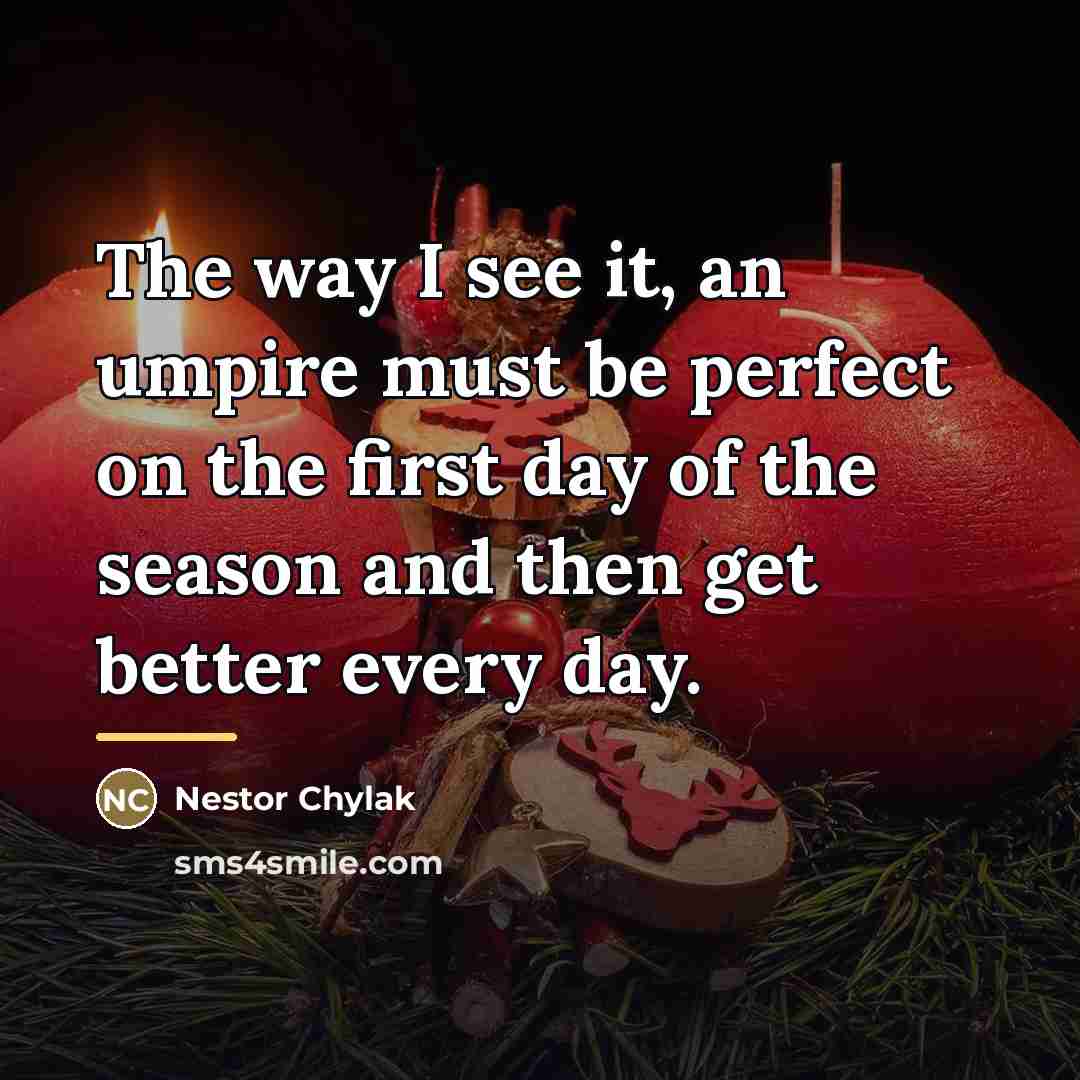 “The way I see it, an umpire must be perfect…” quote by Nestor Chylak