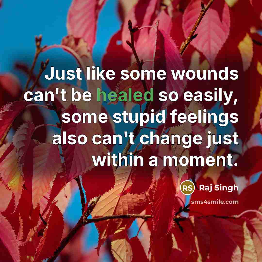 “Just like some wounds can't be healed so easily, some…” quote by Raj Singh
