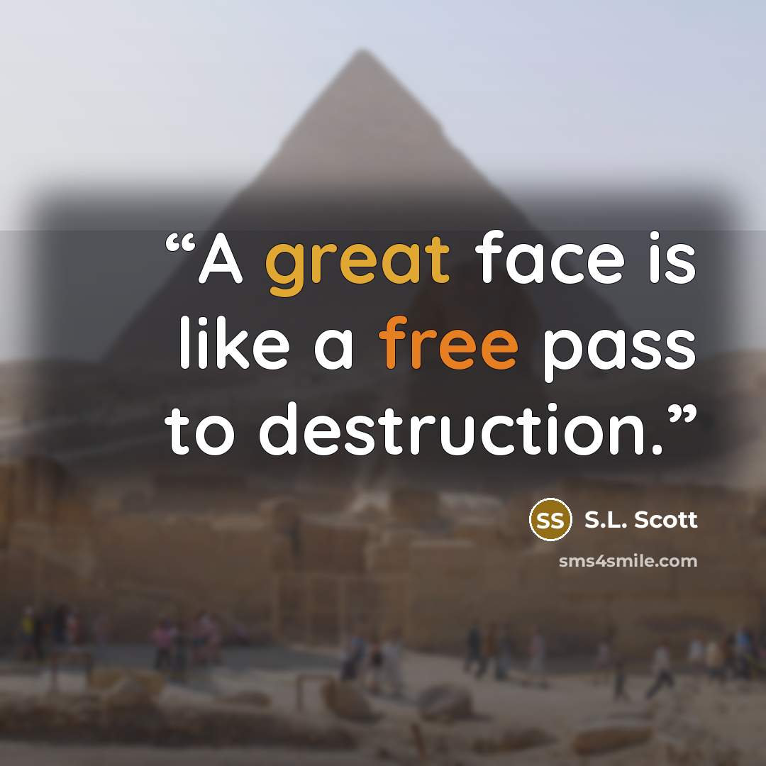 “A great face is like a free pass to destruction.” quote by S.L. Scott
