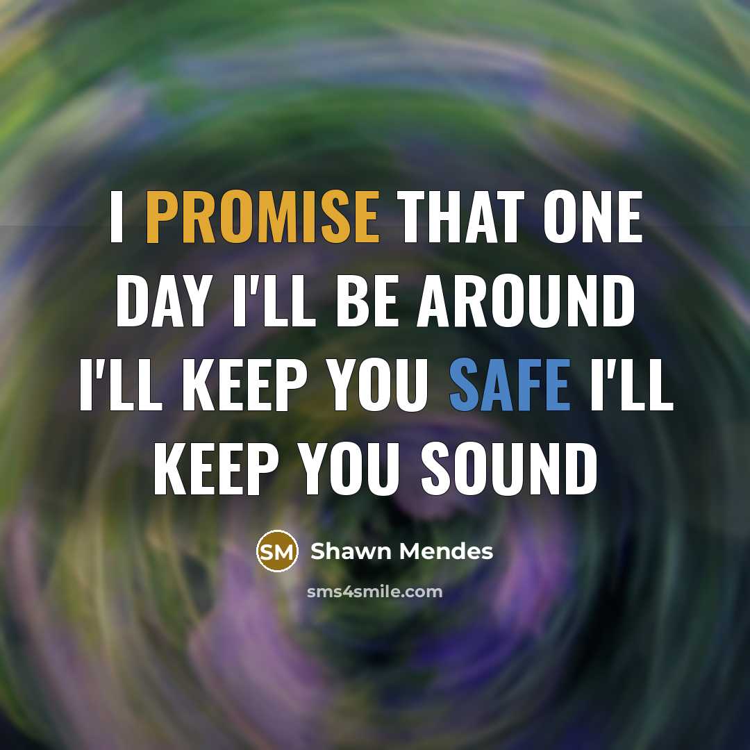 “I promise that one day I'll be around I'll keep you safe I'll keep you sound” quote by Shawn Mendes