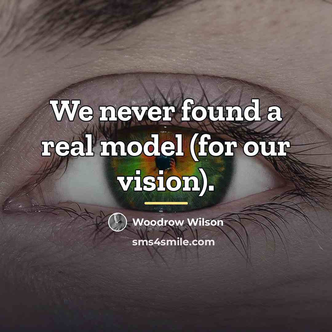 “We never found a real model (for our vision).…” quote by Woodrow Wilson