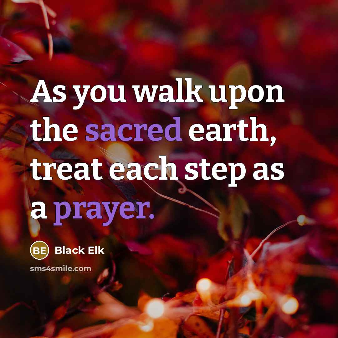 “As you walk upon the sacred earth, treat each step…” quote by Black Elk