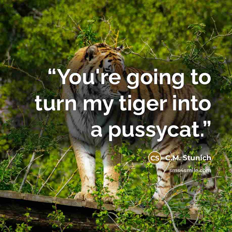 “You're going to turn my tiger into a pussycat.” quote by C.M. Stunich