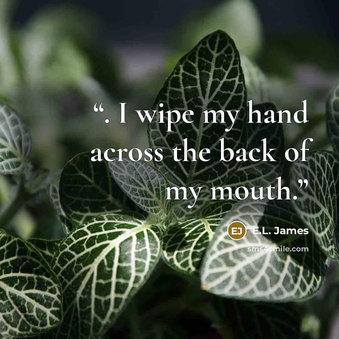 “. I wipe my hand across the back of my mouth.” quote by E.L. James