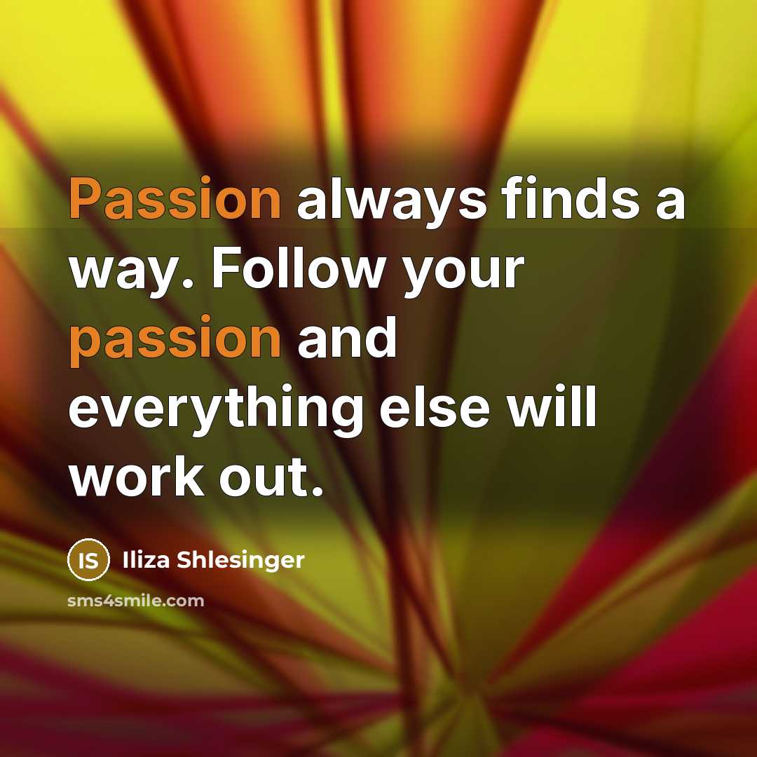 “Passion always finds a way. Follow your passion and everything…” quote by Iliza Shlesinger