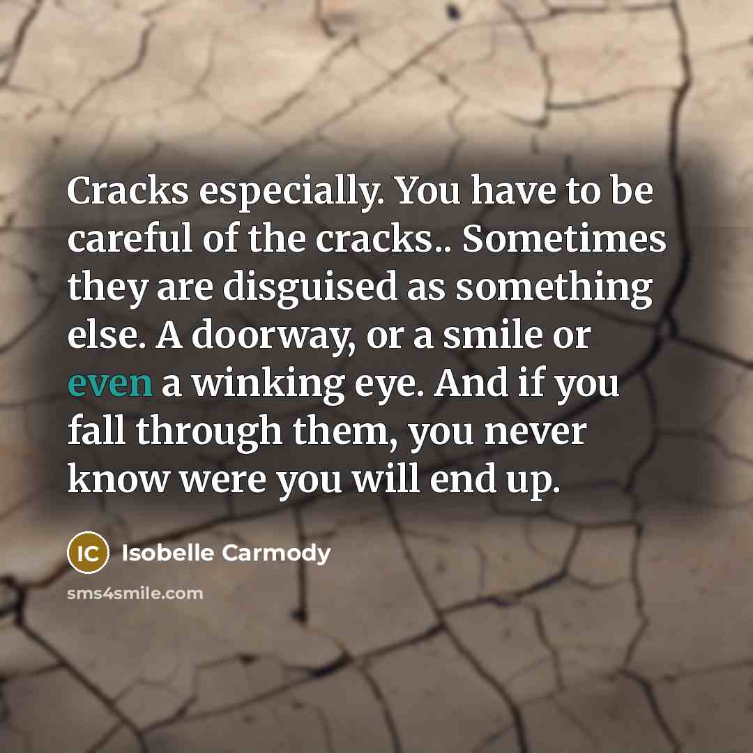 “Cracks especially. You have to be careful of the cracks..…” quote by Isobelle Carmody