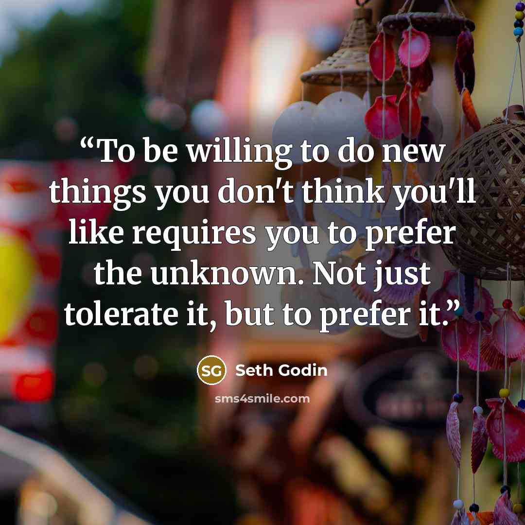 “To be willing to do new things you don't think you'll like requires you to prefer the unknown. Not just tolerate it, but to prefer it.” quote by Seth Godin