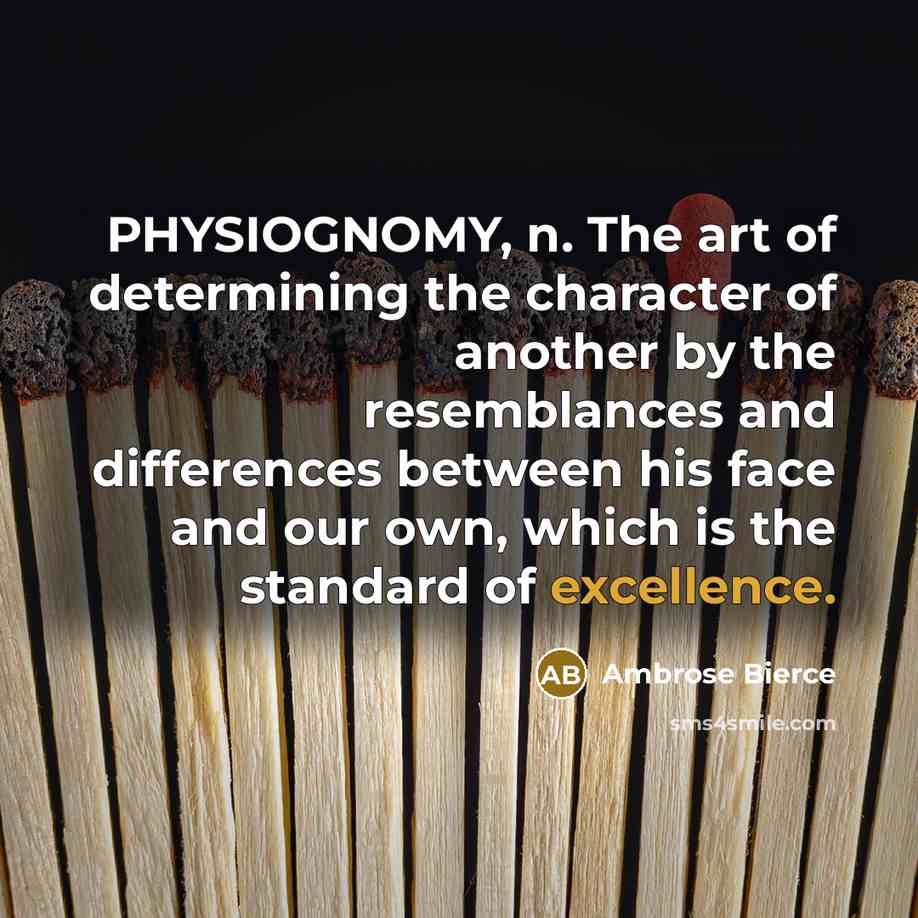 “PHYSIOGNOMY, n. The art of determining the character of another…” quote by Ambrose Bierce