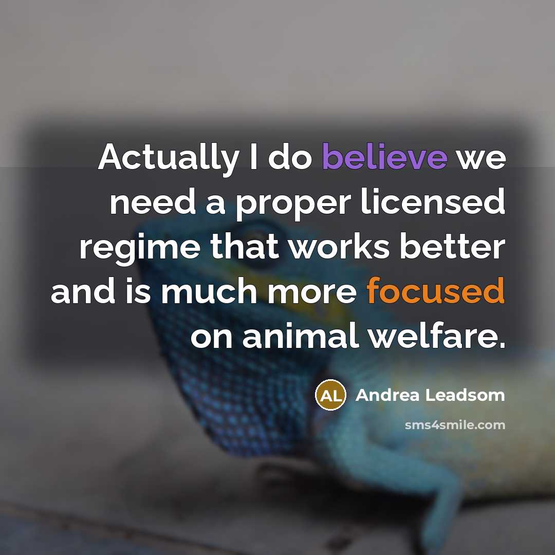 “Actually I do believe we need a proper licensed regime…” quote by Andrea Leadsom