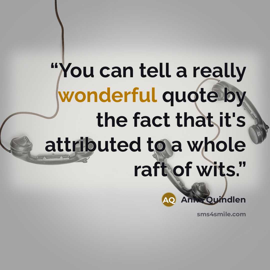 “You can tell a really wonderful quote by the fact that it's attributed to a whole raft of wits.” quote by Anna Quindlen