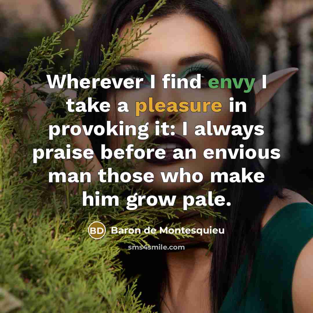 “Wherever I find envy I take a pleasure in provoking…” quote by Baron de Montesquieu