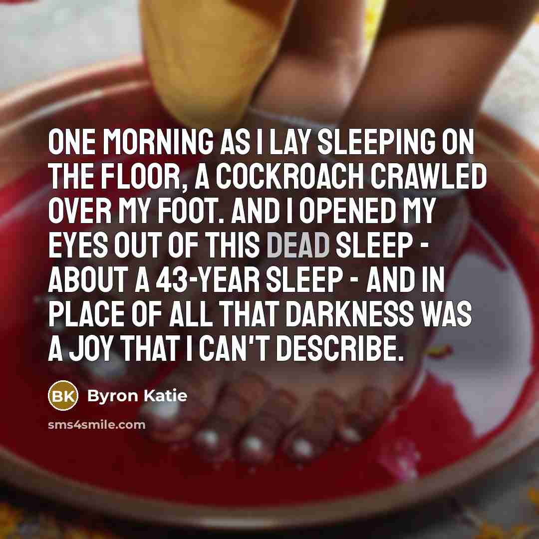 “One morning as I lay sleeping on the floor, a…” quote by Byron Katie