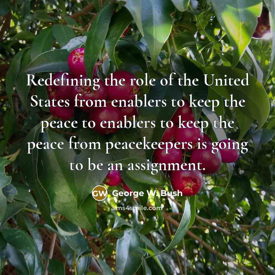 “Redefining the role of the United States from enablers to…” quote by George W. Bush