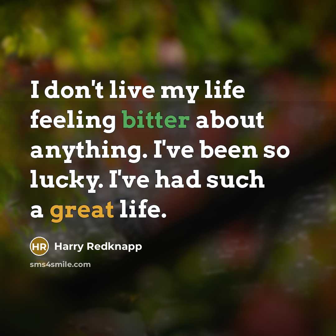 “I don't live my life feeling bitter about anything. I've…” quote by Harry Redknapp