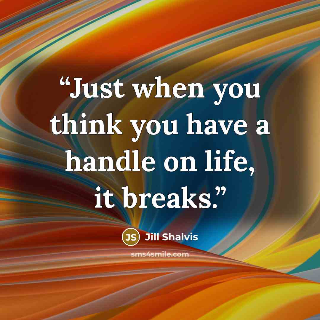 “Just when you think you have a handle on life, it breaks.” quote by Jill Shalvis