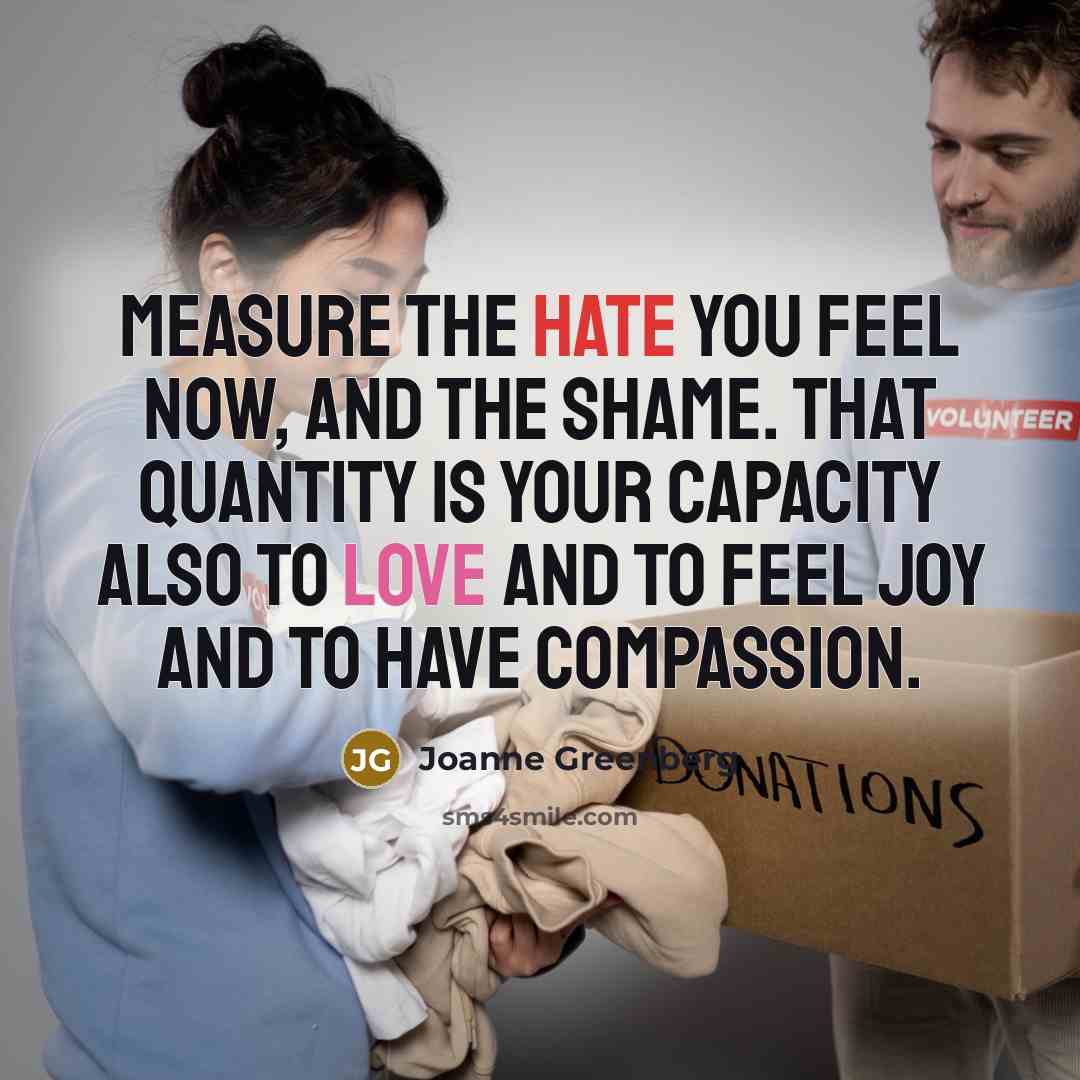 “Measure the hate you feel now, and the shame. That…” quote by Joanne Greenberg