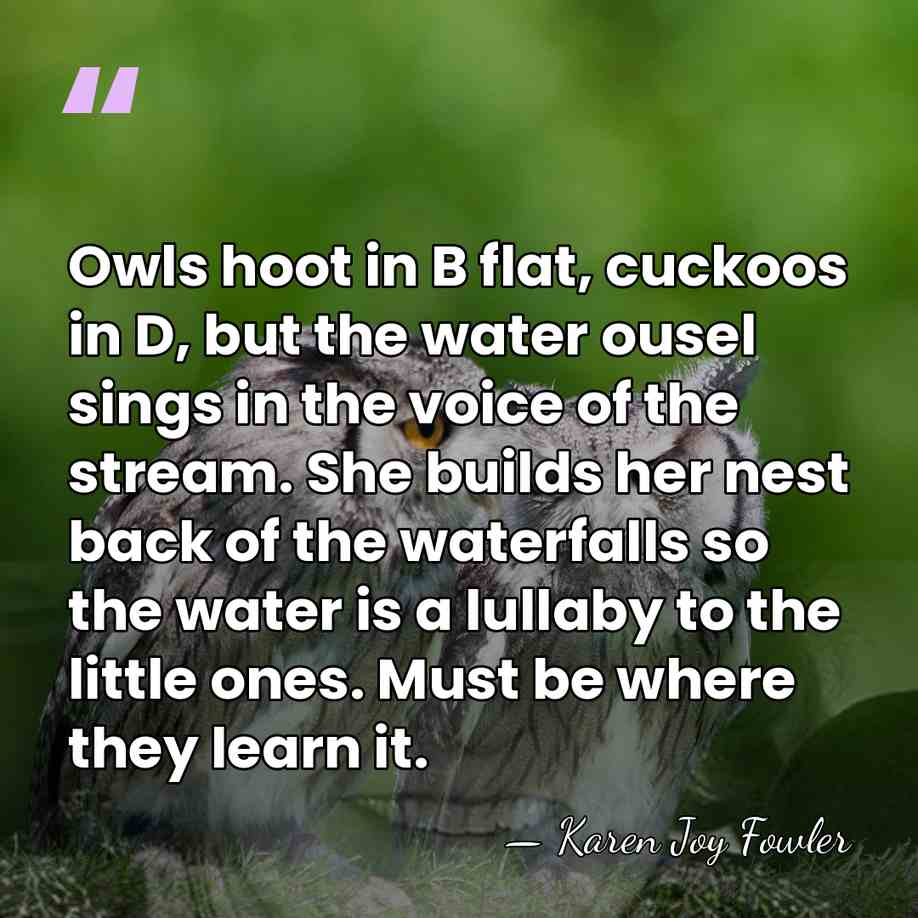 Owls hoot in B flat, cuckoos in D, but the water ousel&hellip; - Karen Joy Fowler