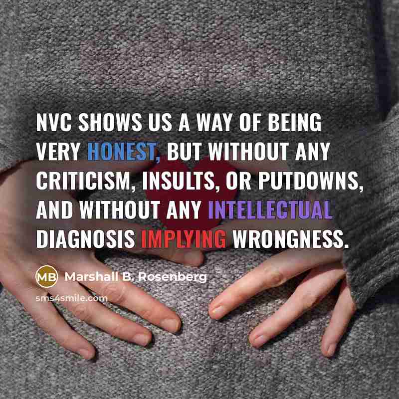 “NVC shows us a way of being very honest, but…” quote by Marshall B. Rosenberg