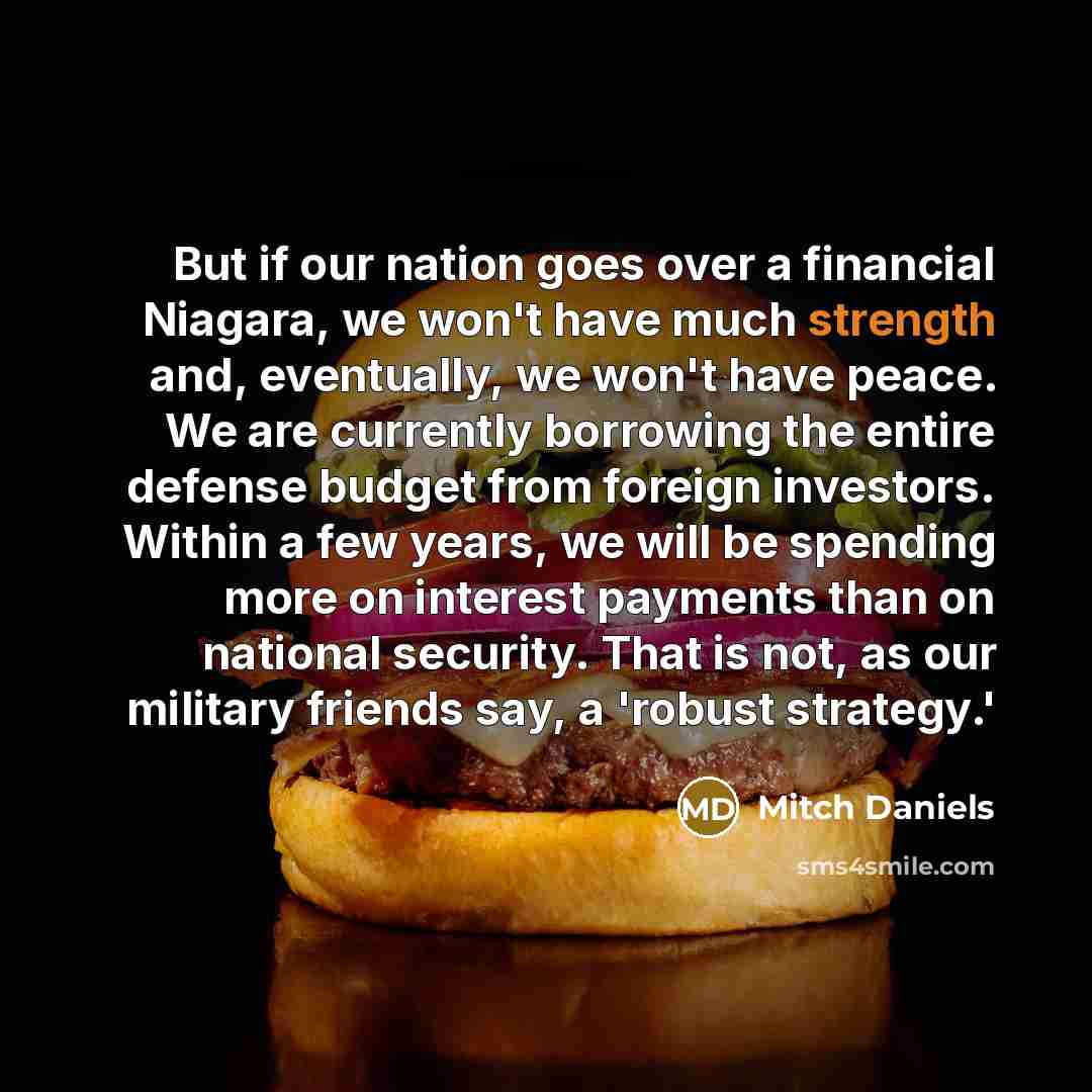 “But if our nation goes over a financial Niagara, we…” quote by Mitch Daniels