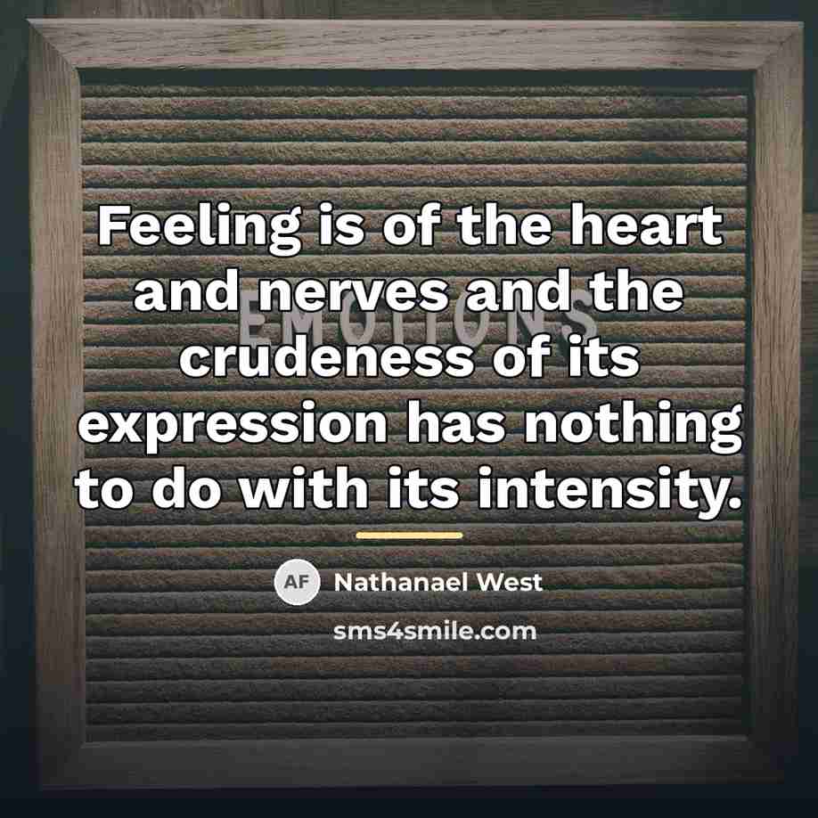 “Feeling is of the heart and nerves and the crudeness…” quote by Nathanael West