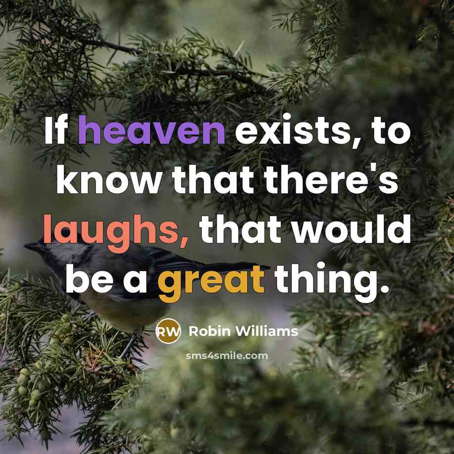 “If heaven exists, to know that there's laughs, that would be a great thing.” quote by Robin Williams