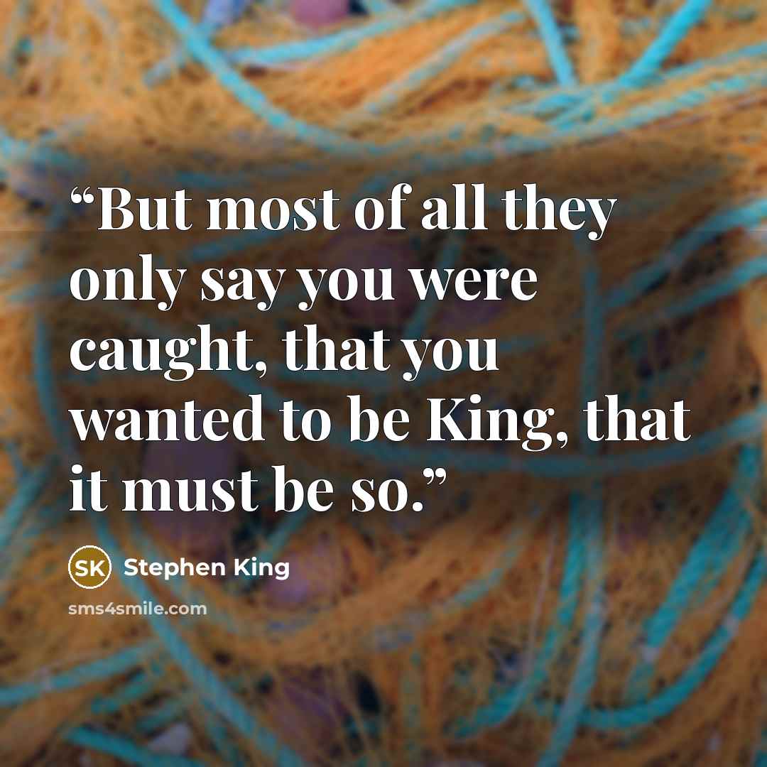 “But most of all they only say you were caught, that you wanted to be King, that it must be so.” quote by Stephen King