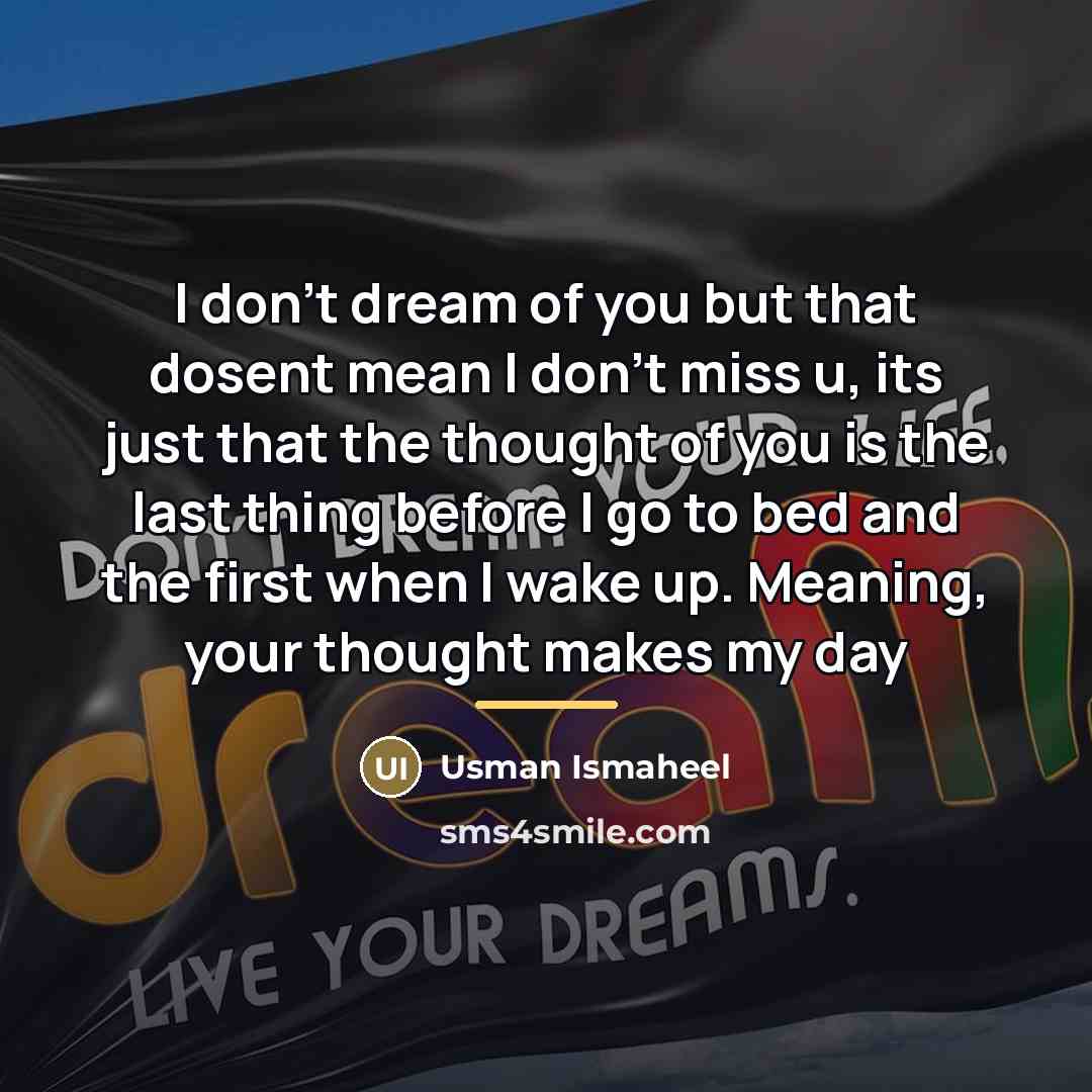 “I don't dream of you but that dosent mean I…” quote by Usman Ismaheel