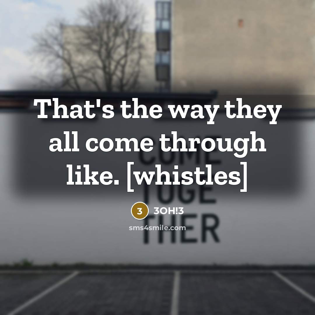 “That's the way they all come through like. [whistles]…” quote by 3OH!3