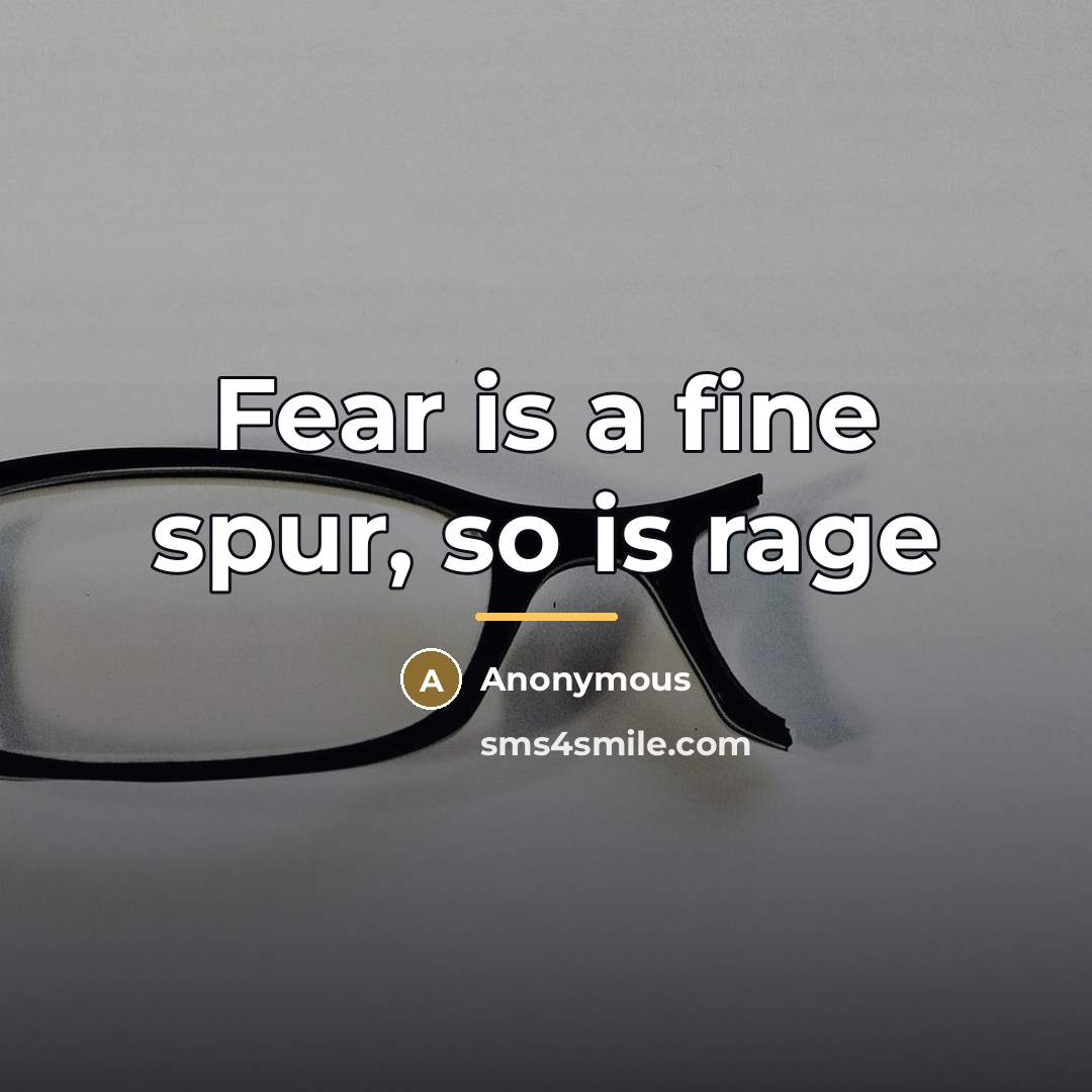 “Fear is a fine spur, so is rage…” quote by Anonymous
