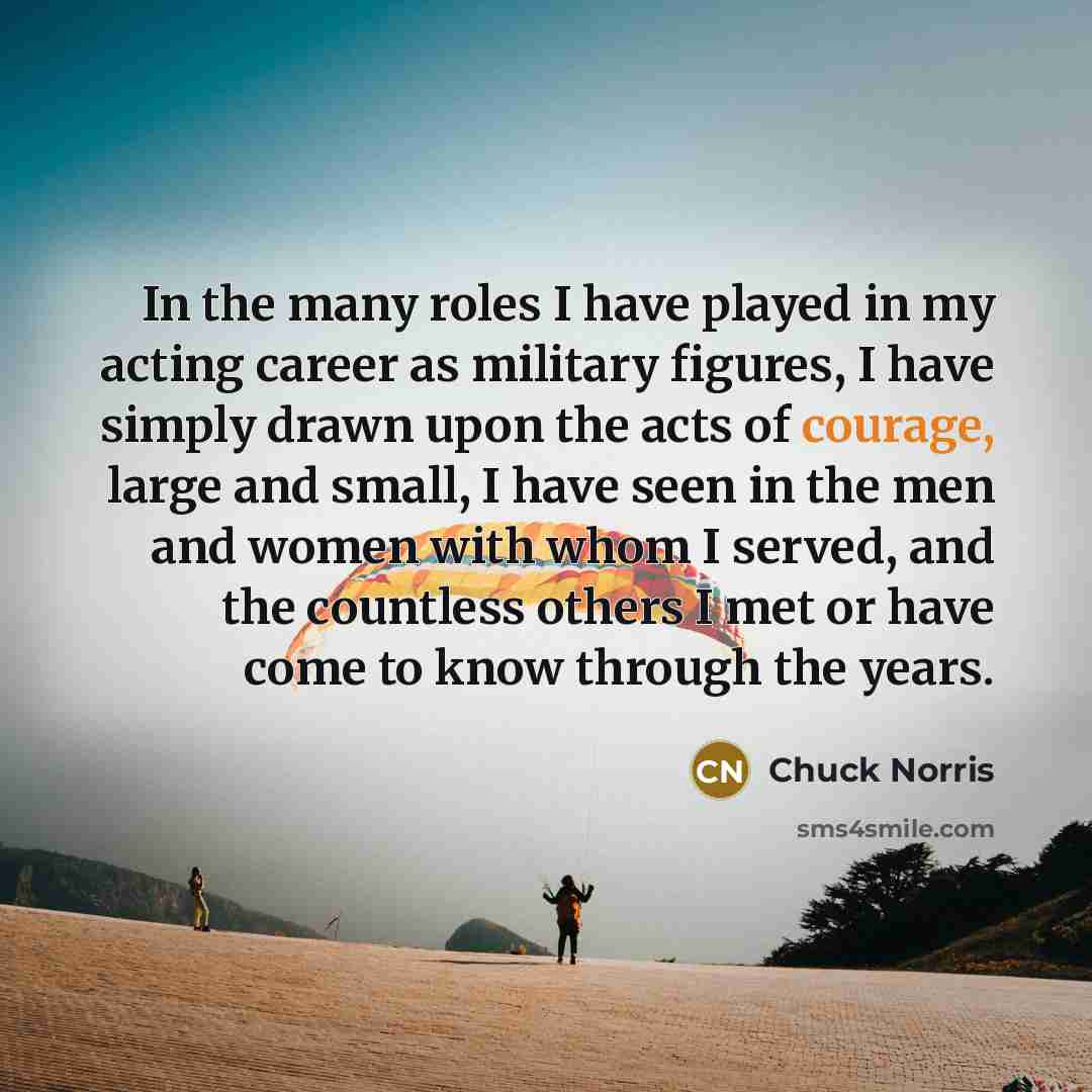 “In the many roles I have played in my acting…” quote by Chuck Norris
