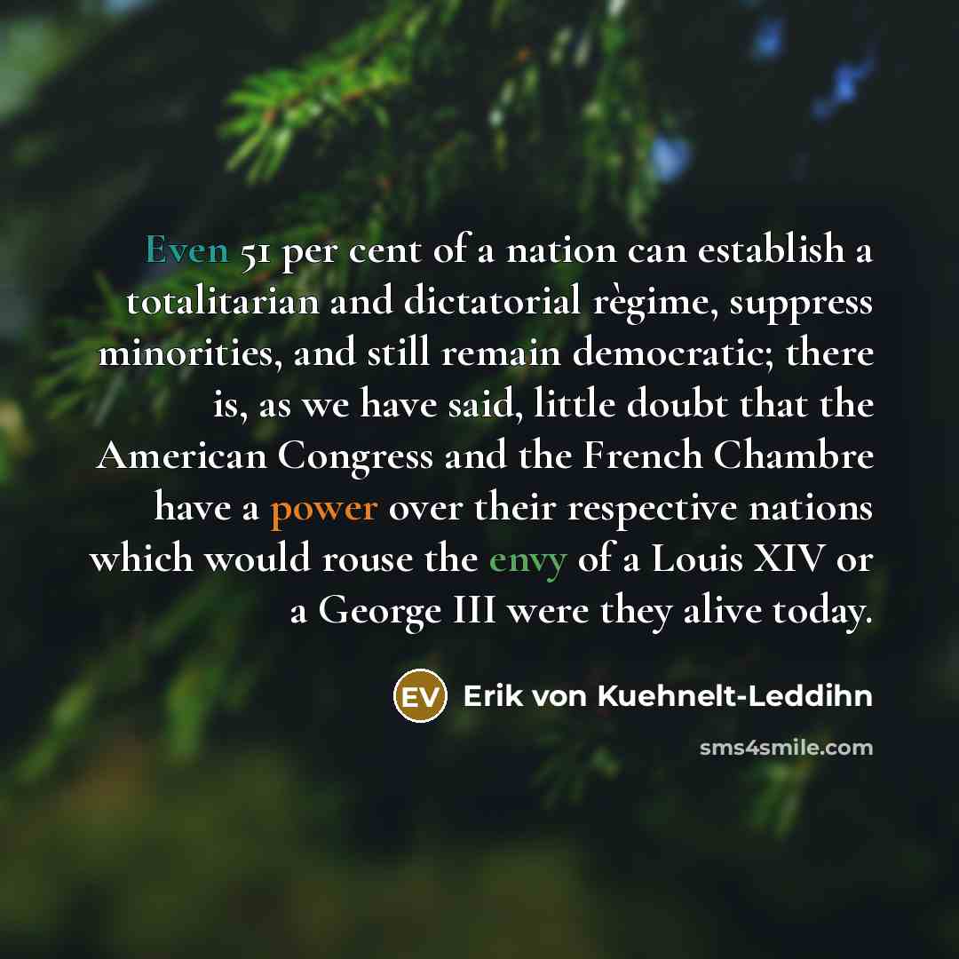 “Even 51 per cent of a nation can establish a…” quote by Erik von Kuehnelt-Leddihn