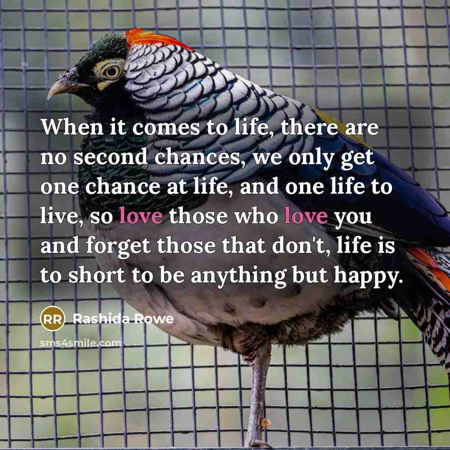 “When it comes to life, there are no second chances,…” quote by Rashida Rowe