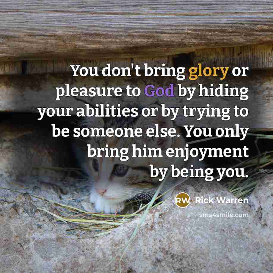 “You don't bring glory or pleasure to God by hiding…” quote by Rick Warren